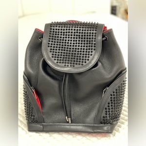 Christian Louboutin Explorer Funk Spike Studs Backpack Rucksack Leather Black